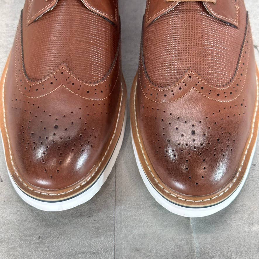 VANCE CO. Men's Brown Faux-Leather Warrick Memory Foam Wingtip Oxfords SZ 11
