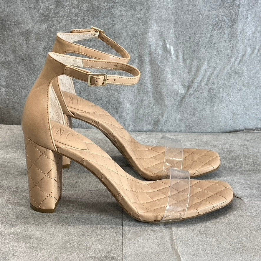 INC INTERNATIONAL CONCEPTS Women’s Nude Quilted Lexini Two-Piece Block-Heel Sandals SZ8