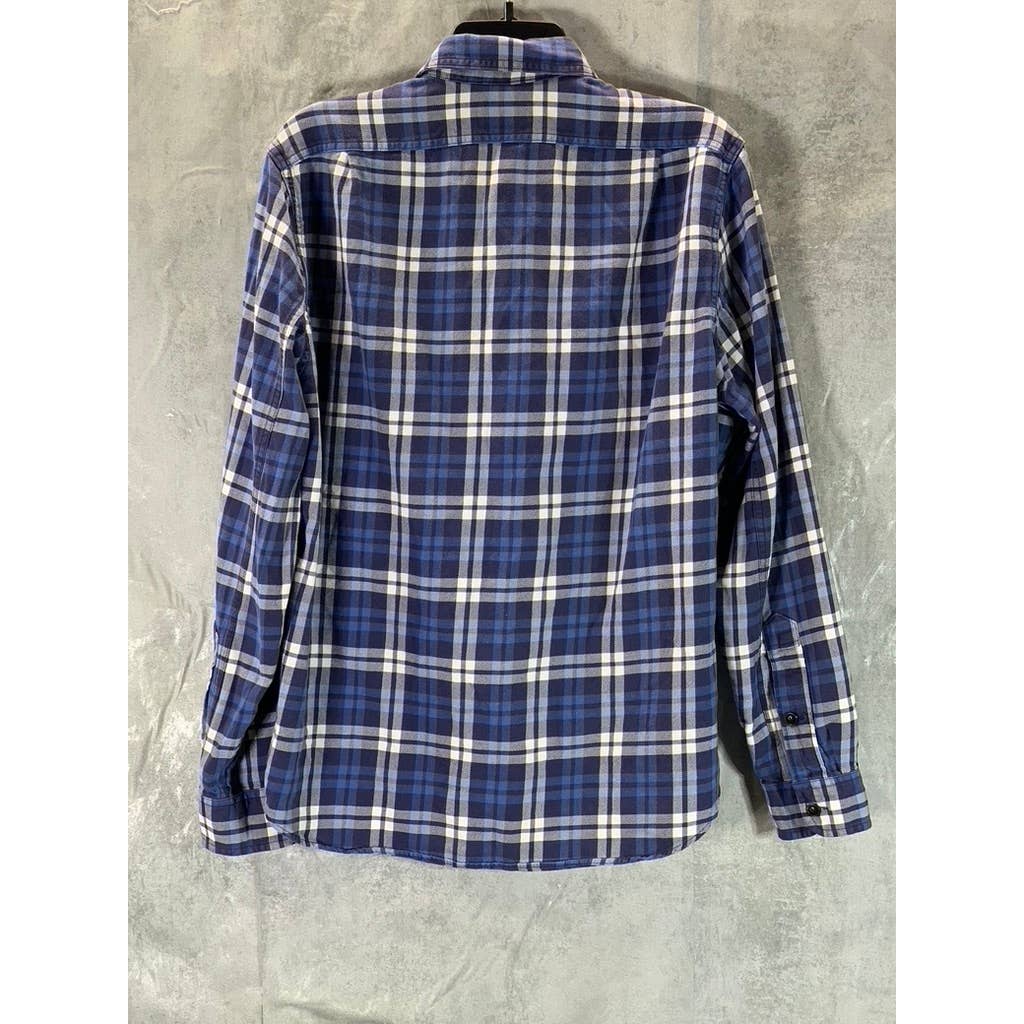 J.CREW Men's Blue Plaid Button-Up Long-Sleeve Shirt SZ M