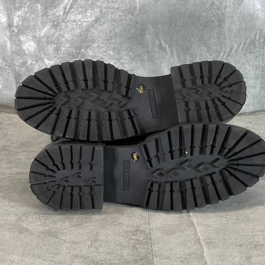 VINCE CAMUTO Women's Black Fawdry Lace-Up Double-Buckle Combat Boots SZ 9.5