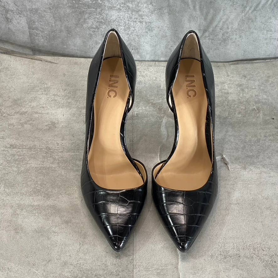 INC INTERNATIONAL CONCEPTS Women's Black Croc Pointed-Toe D'Orsay Pumps SZ 10