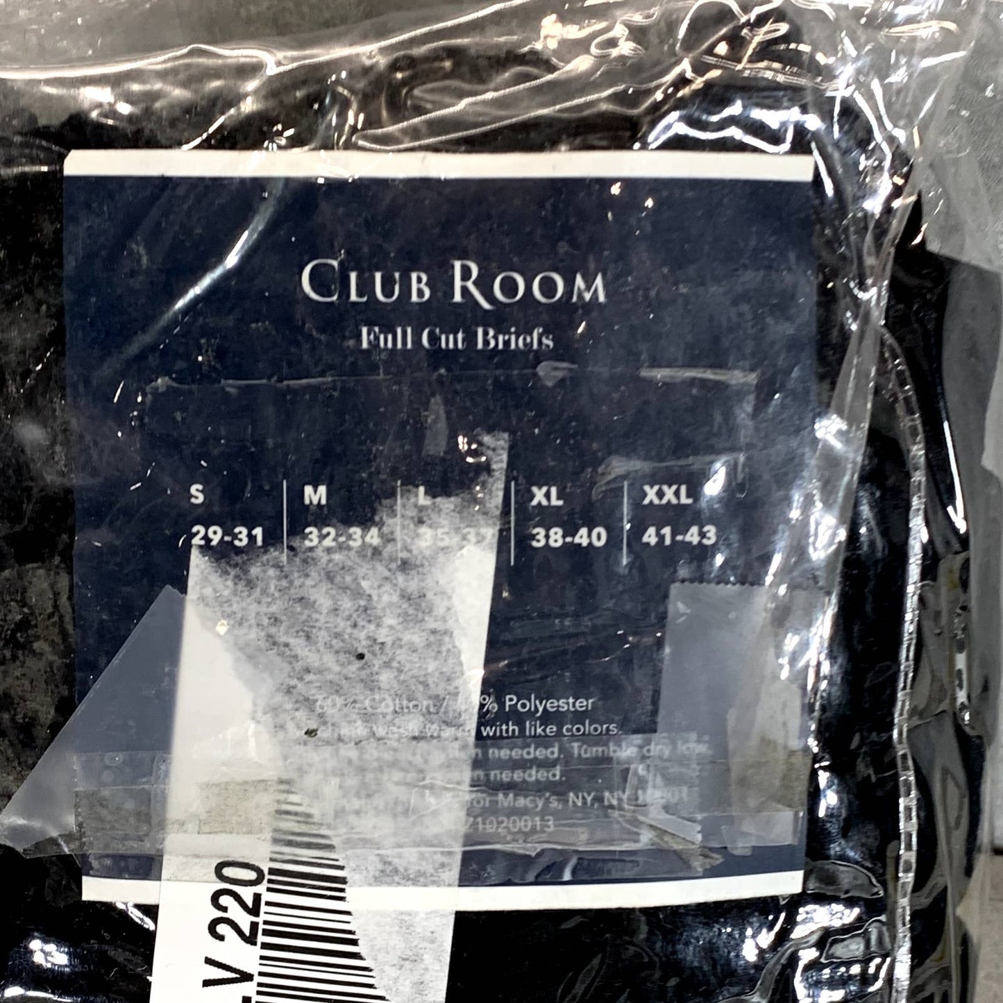 CLUB ROOM Men's Solid Black Full-Cut Tagless No-Ride Up 8-Pack Briefs SZ S