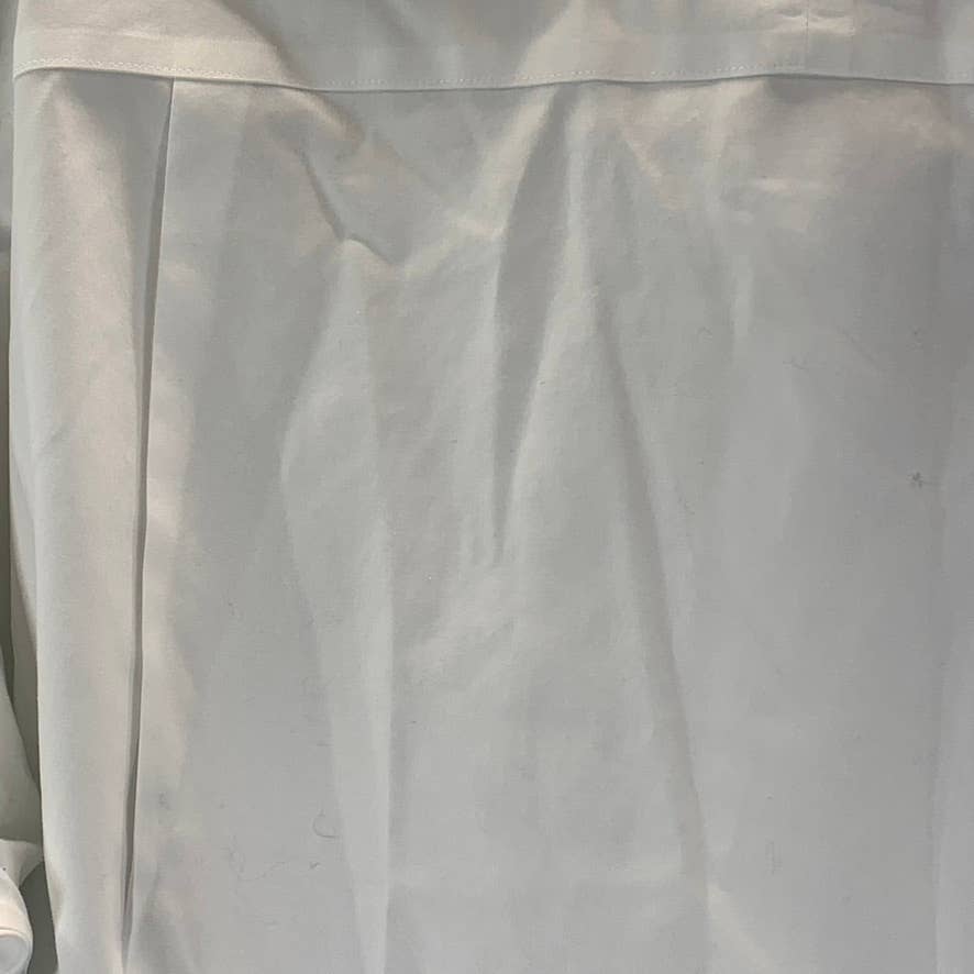 PAUL FREDRICK Men's White Non-Iron Cotton Pinpoint Solid Dress Shirt SZ 16-32