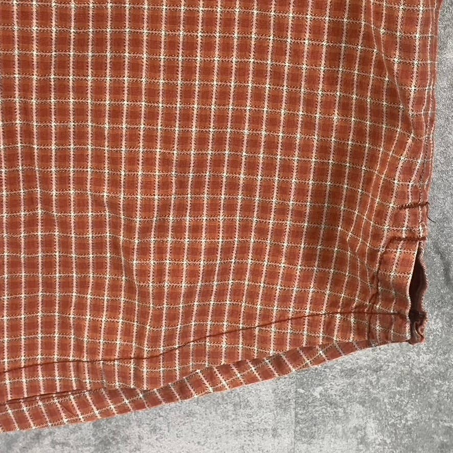 EDDIE BAUER Men's Rust Checkered Button-Up Short-Sleeve Shirt SZ S