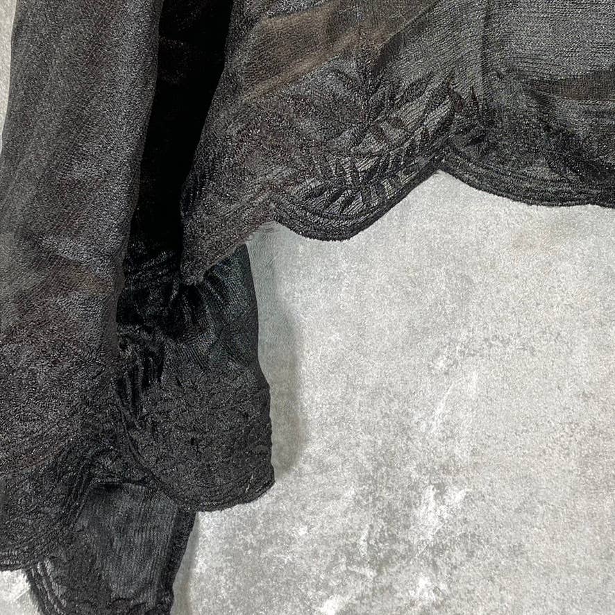INC INTERNATIONAL CONCEPTS Women's Black Crescent Scalloped Wrap SZ OS