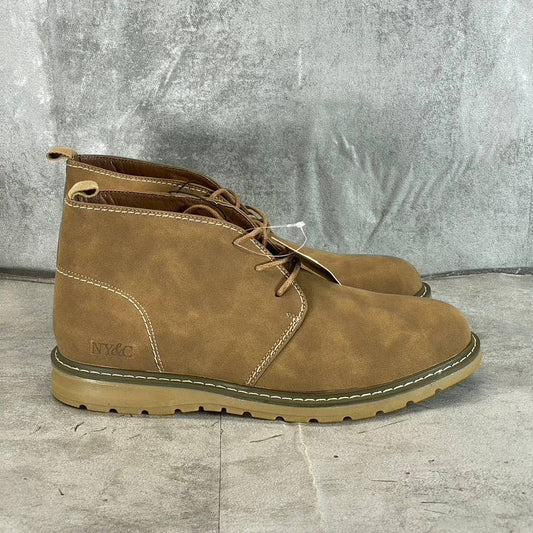 NEW YORK & COMPANY Men's Tan Faux-Leather Dooley Lace-Up Ankle Boots SZ 9