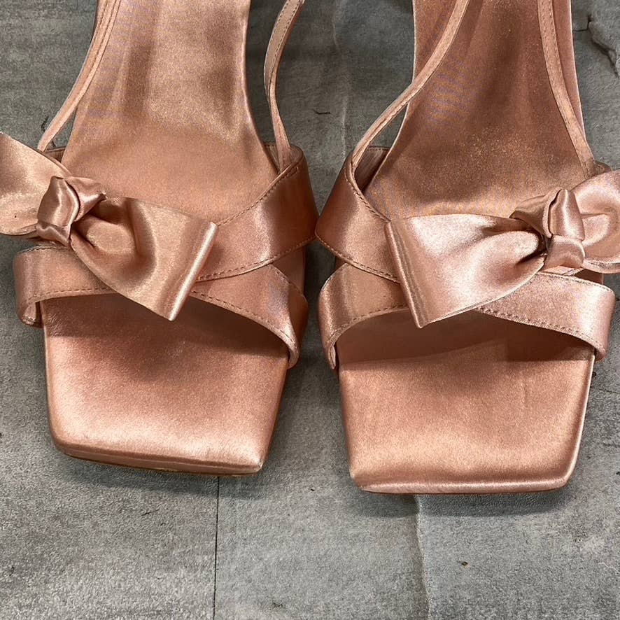 JEFFREY CAMPBELL Women's Natural Satin Take A Bow Square-Toe Slingback Sandals