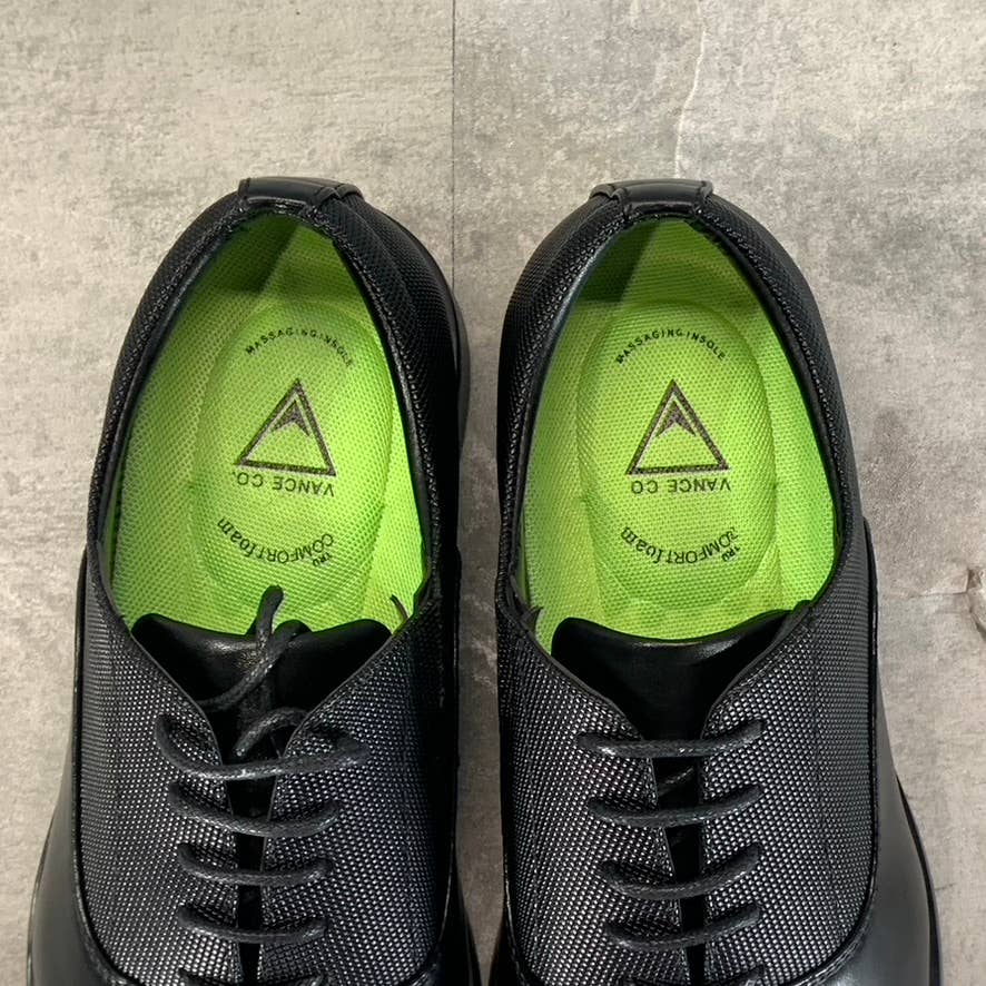 VANCE CO. Men's Black Faux Leather Vincent Plain Toe Lace-Up Oxfords SZ 8