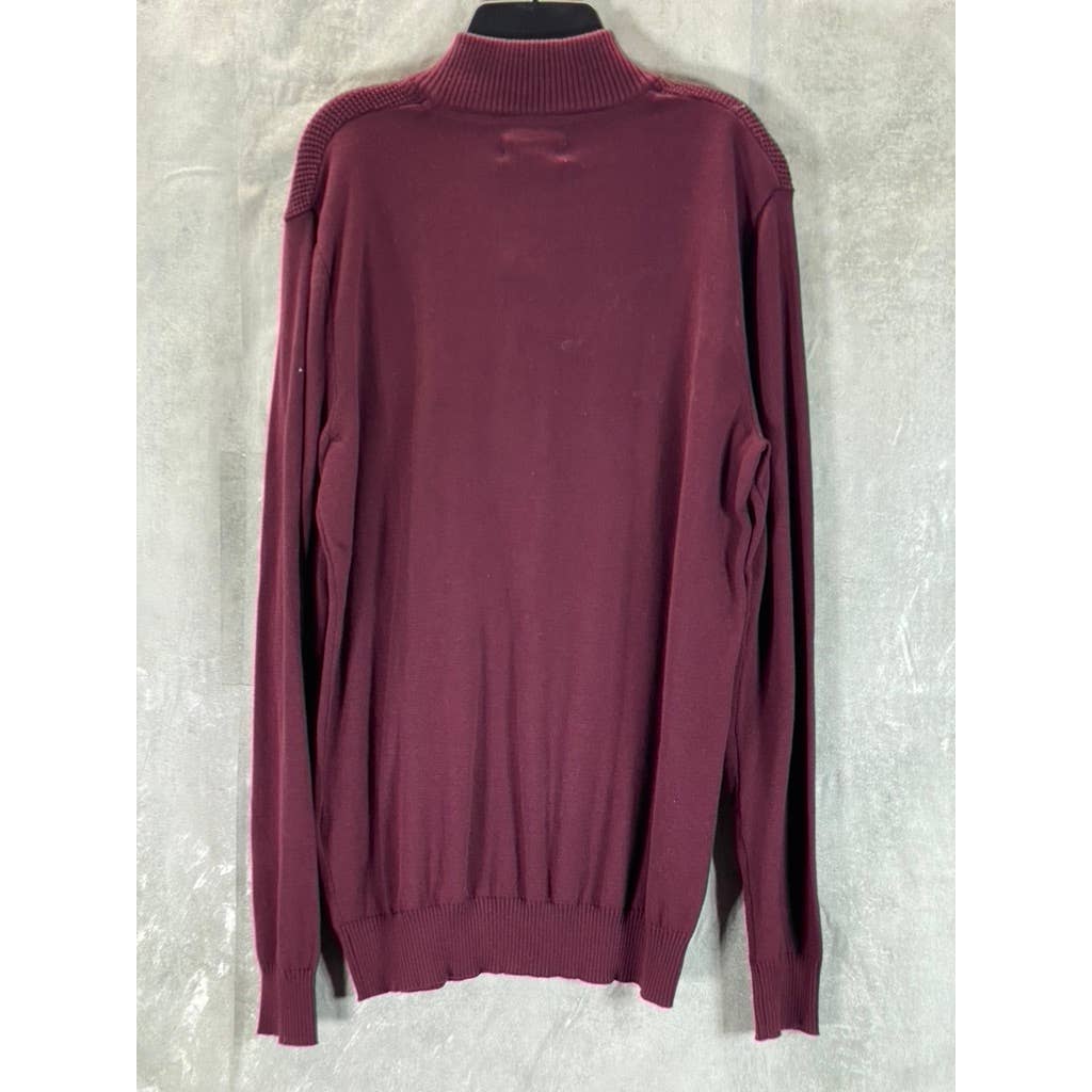 CLUB ROOM Men's Red Plum Button Mock Neck Pullover Sweater SZ S