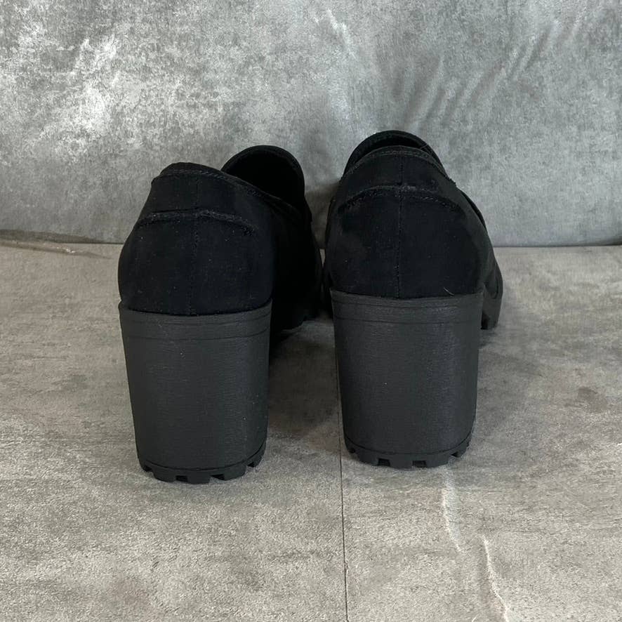 SUN + STONE Women's Black Maycee Round-Toe Lug-Sole Slip-On Loafers SZ 7