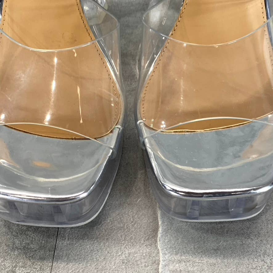 WILD PAIR Women's Clear Vinyl Regeena Square-Toe Platform Slide Dress Sandal SZ6