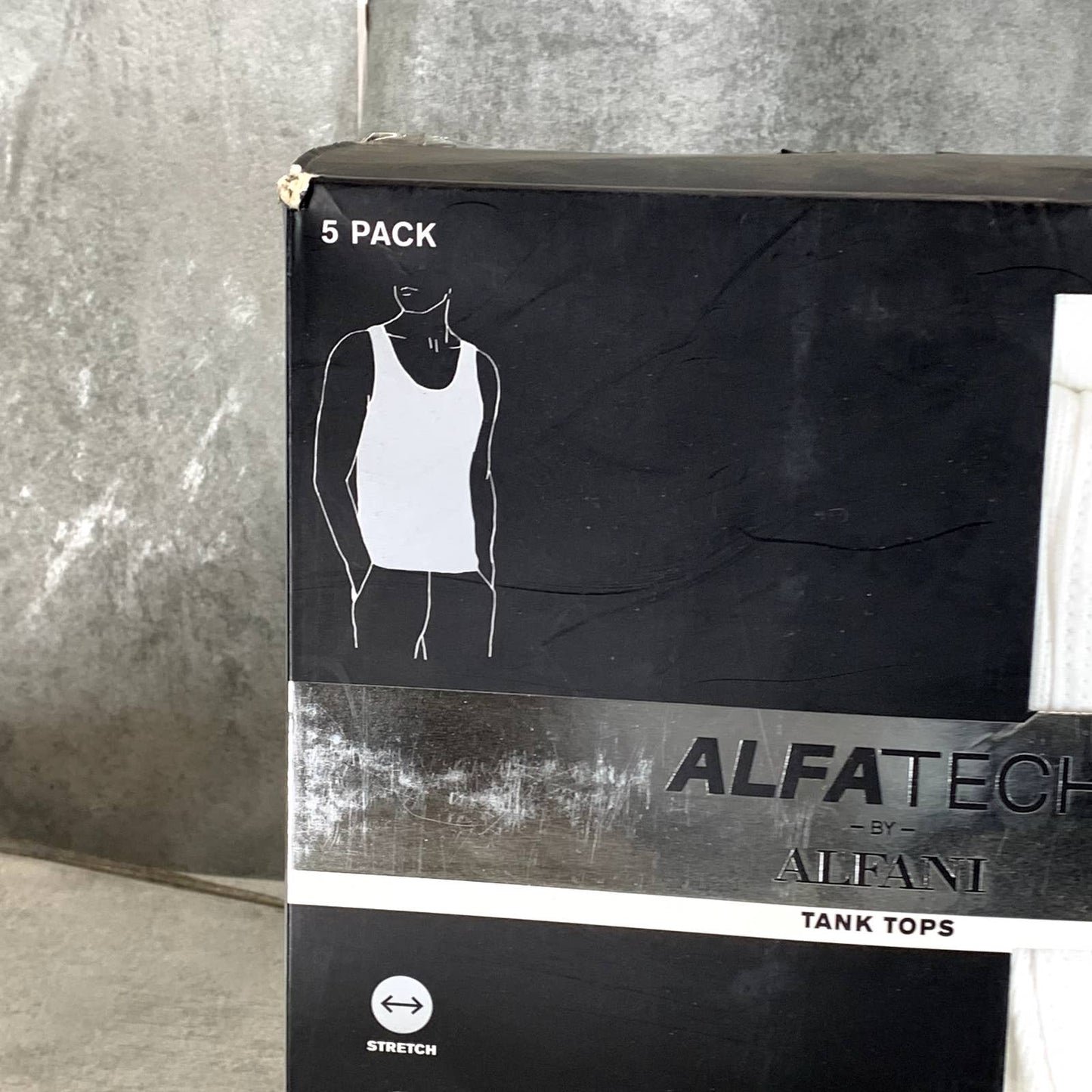 ALFANI Men's White Alfa-Tech 5-Pack Ribbed Tagless Tank Top SZ L