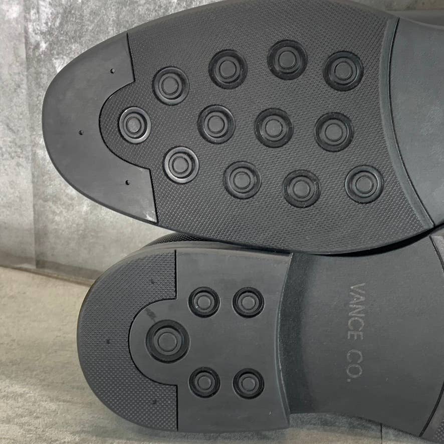 VANCE CO. Men's Black Faux Leather Vincent Plain Toe Lace-Up Oxfords SZ 8