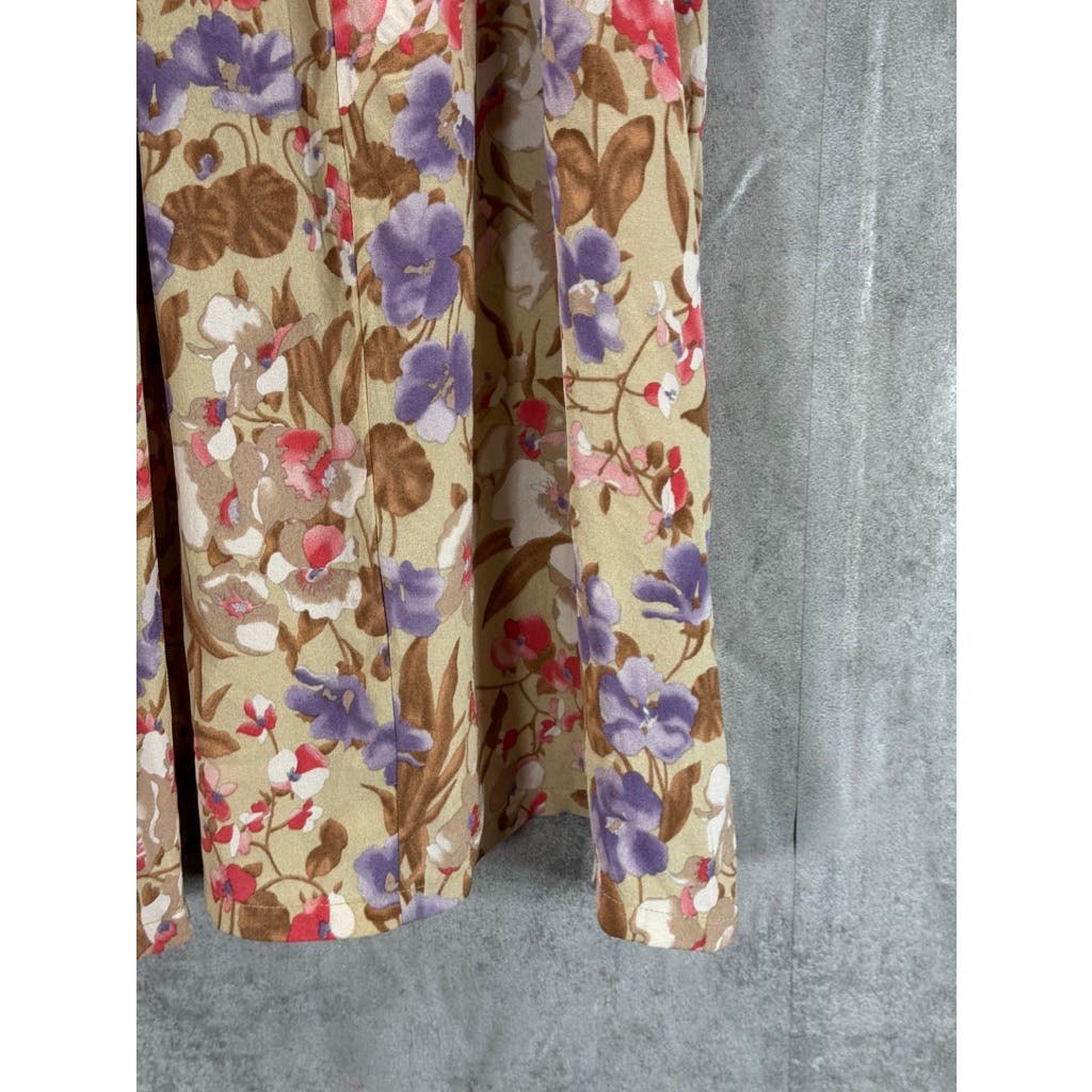 TUCKER Women's Tan Floral Print Scoop Neck Loose-Fit Tank Top SZ P (S/M)