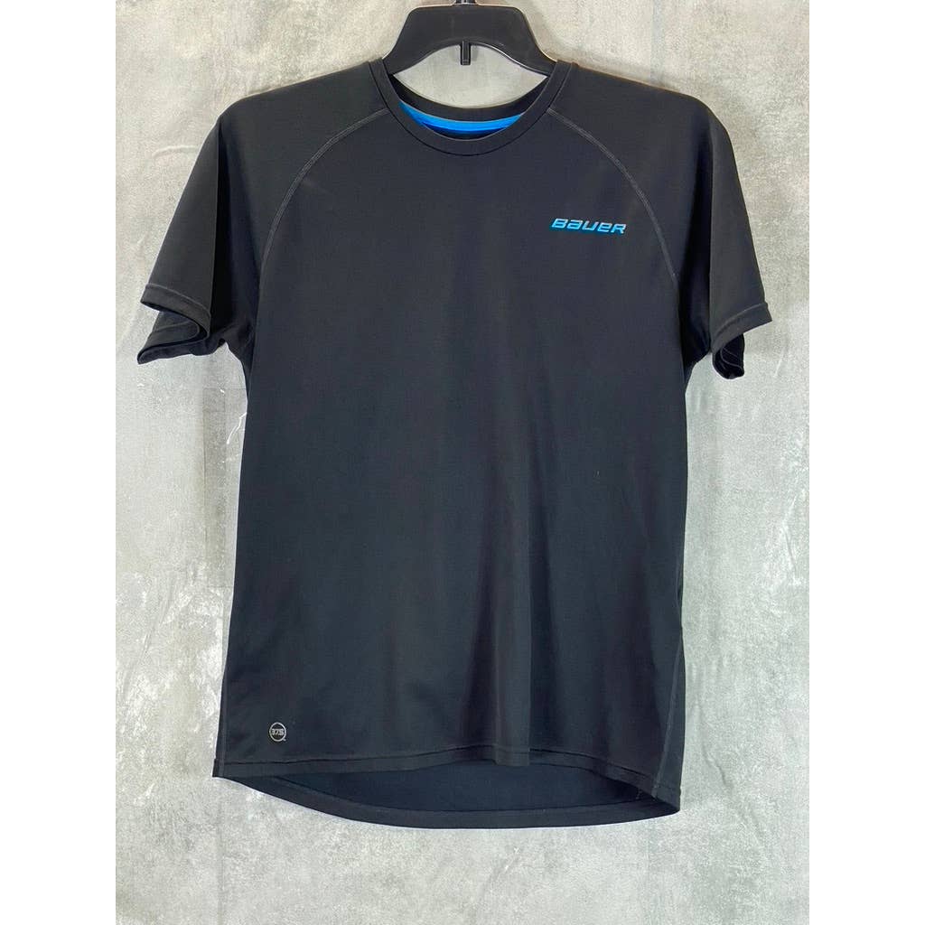 BAUER Men's Black Crewneck Training-Fit Short-Sleeve T-Shirt SZ M