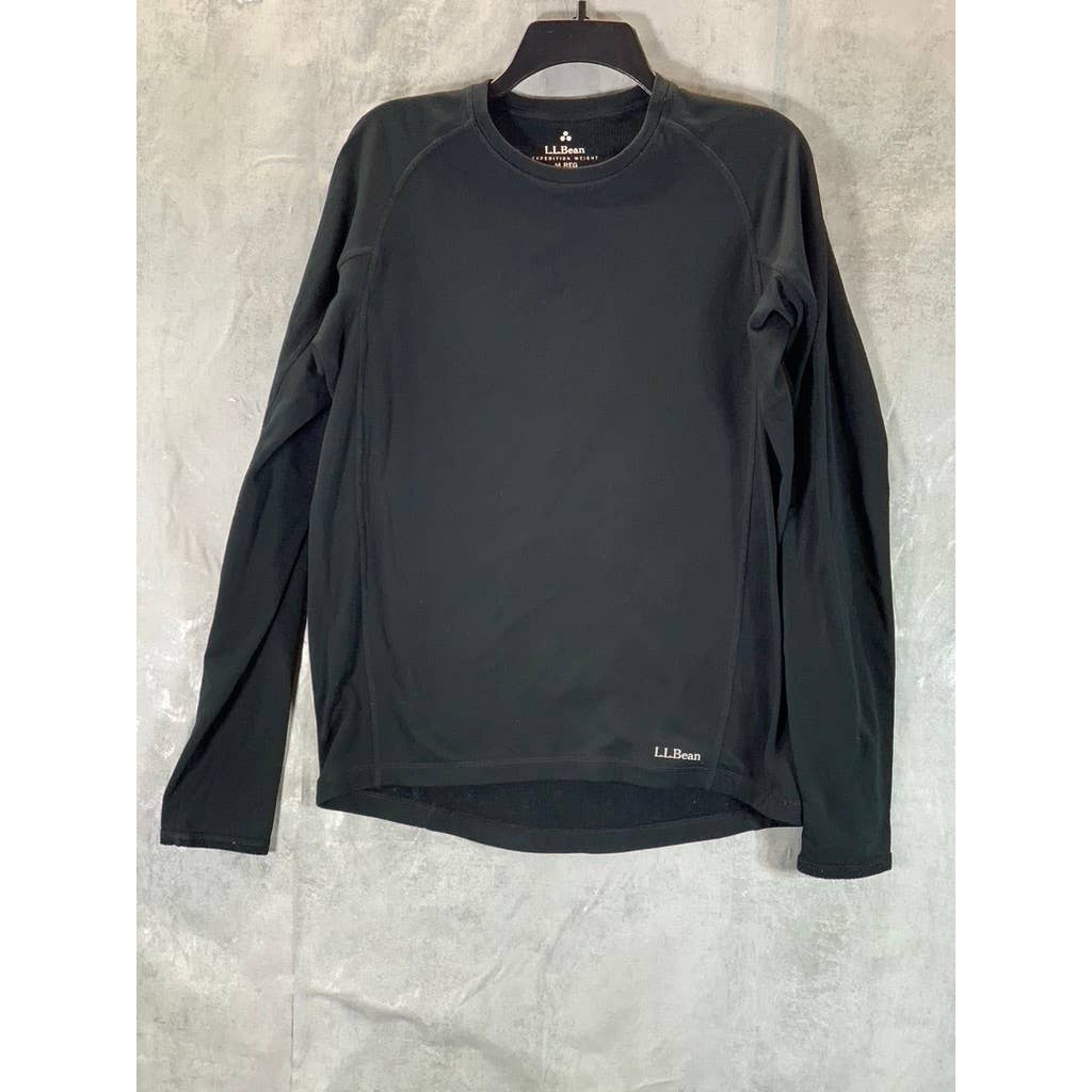 L.L BEAN Men's Black Solid Lightweight Crewneck Long-Sleeve Pullover Sweater SZM