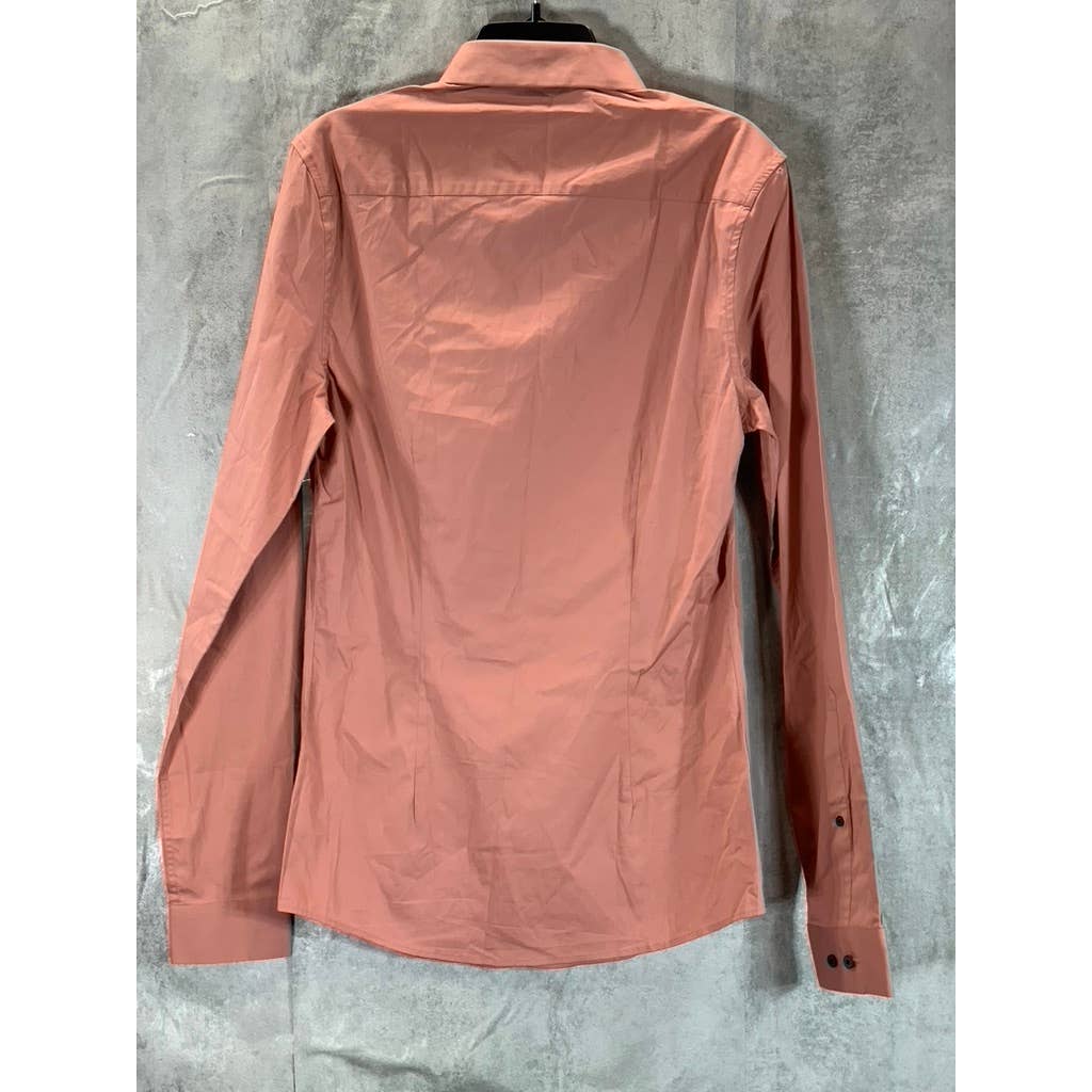 ASOS Men's Long Rust Button-Up Long-Sleeve Shirt SZ S
