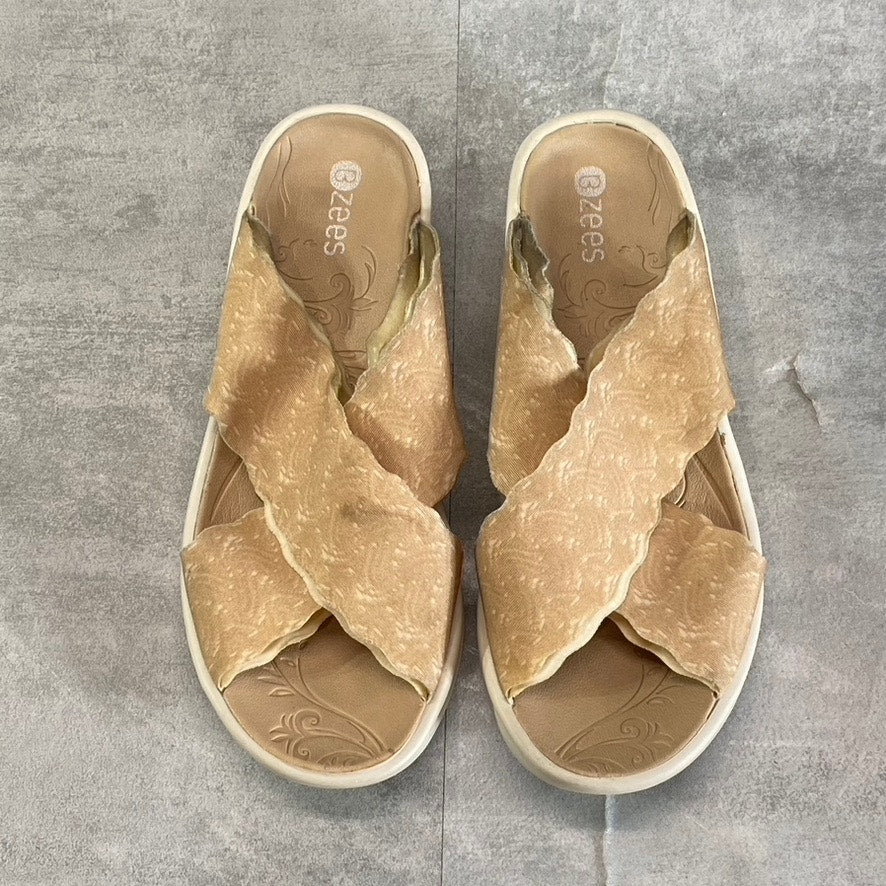 BZEES Women's Almond Sahara Washable Fabric Wedge Slide Sandals SZ 7