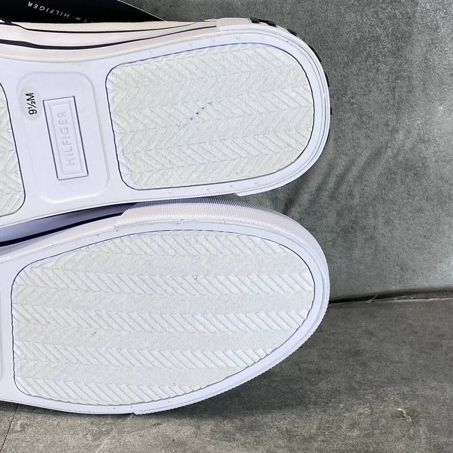 TOMMY HILFIGER Men's White Canvas Roaklyn Twin Gore Slip-On Sneakers SZ 9.5