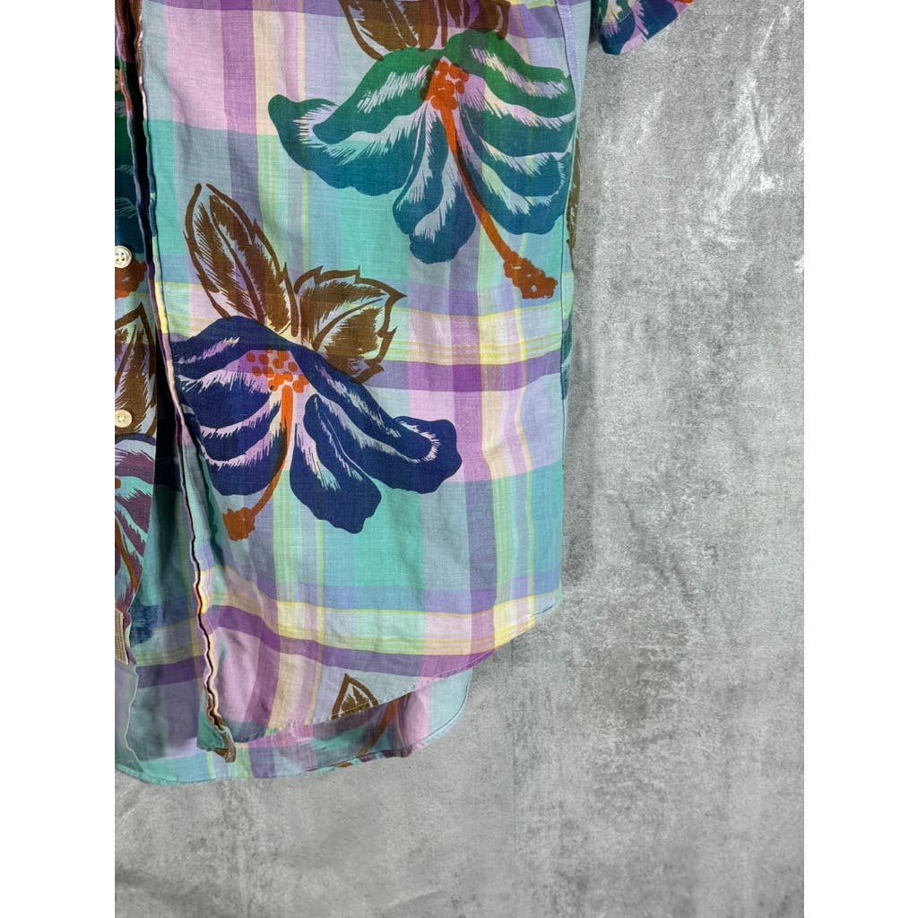 BILL BLASS Men's Multi Floral Button-Up Short Sleeve Shirt SZ M