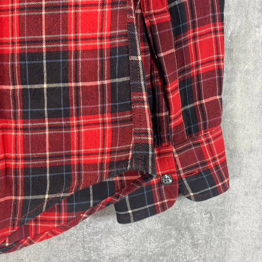 ASPESI Men's Red/Black Checkered Button-Up Long-Sleeve Shirt SZ S