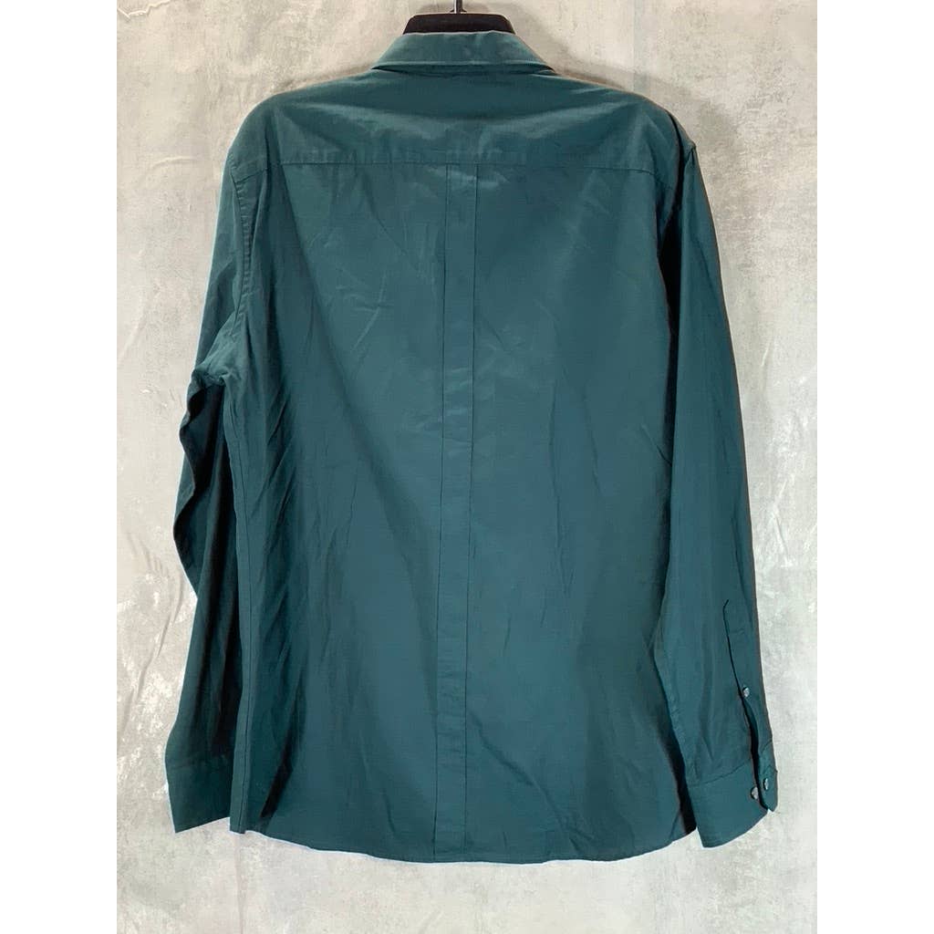 MARC ANTHONY Men's Green Slim-Fit Button-Up Long-Sleeve Shirt SZ L