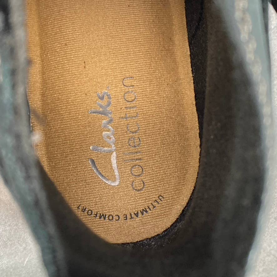 CLARKS Collection Women's Dark Grey Leather Maye Strap Ankle Boots SZ 10