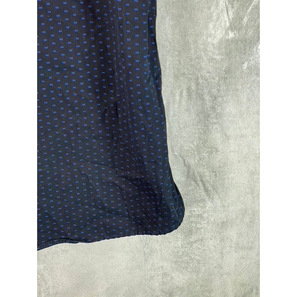 RUGBY UNIVERSITY Men's Navy Printed Button-Up Short-Sleeve Shirt SZ XL