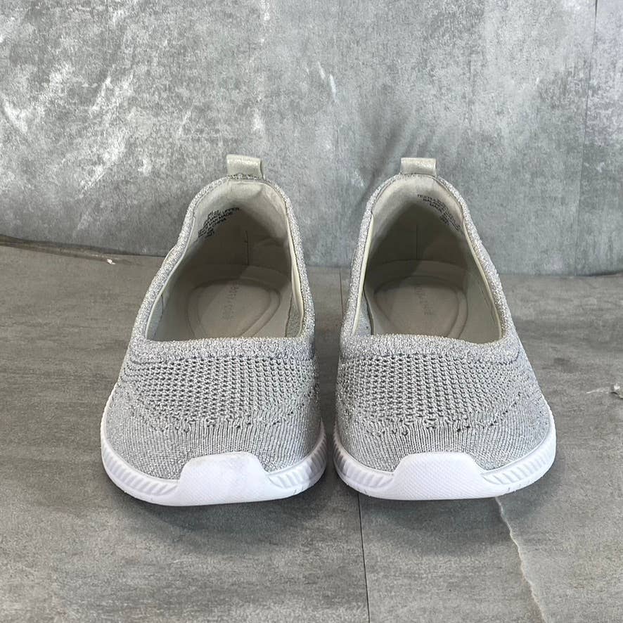 EASY SPIRIT Women's Silver Knit Mesh Glitz 2 Casual Slip-On Walking Shoes SZ 9
