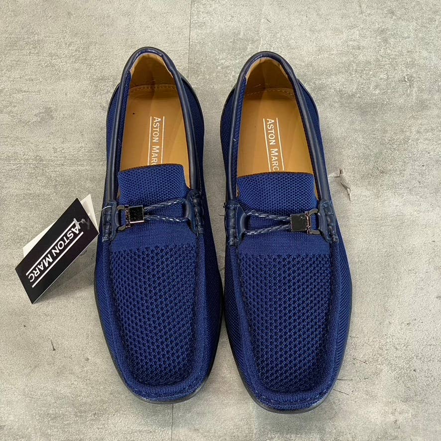 ASTON MARC Men's Navy Knit Walk Casual Slip-On Driver Loafers SZ 9