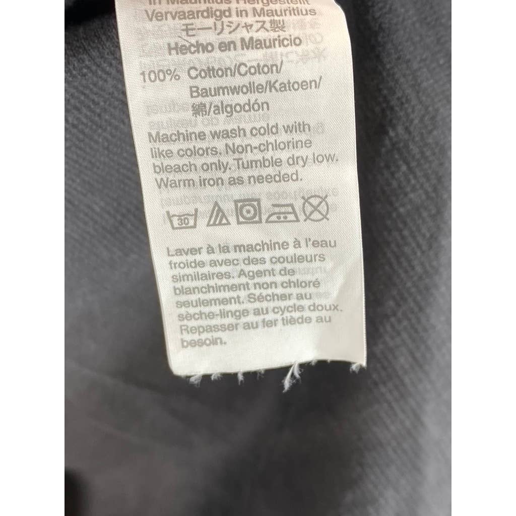 MADEWELL Men's Black Coal Perfect Fit Corduroy Button-Up Long-Sleeve Shirt SZ M