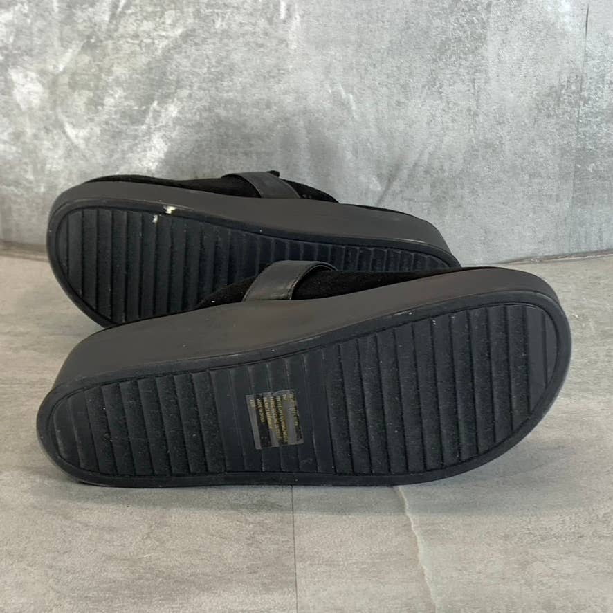 ANNE KLEIN Women's Black Victory Round-Toe Slide-On Platform Shoes SZ 8