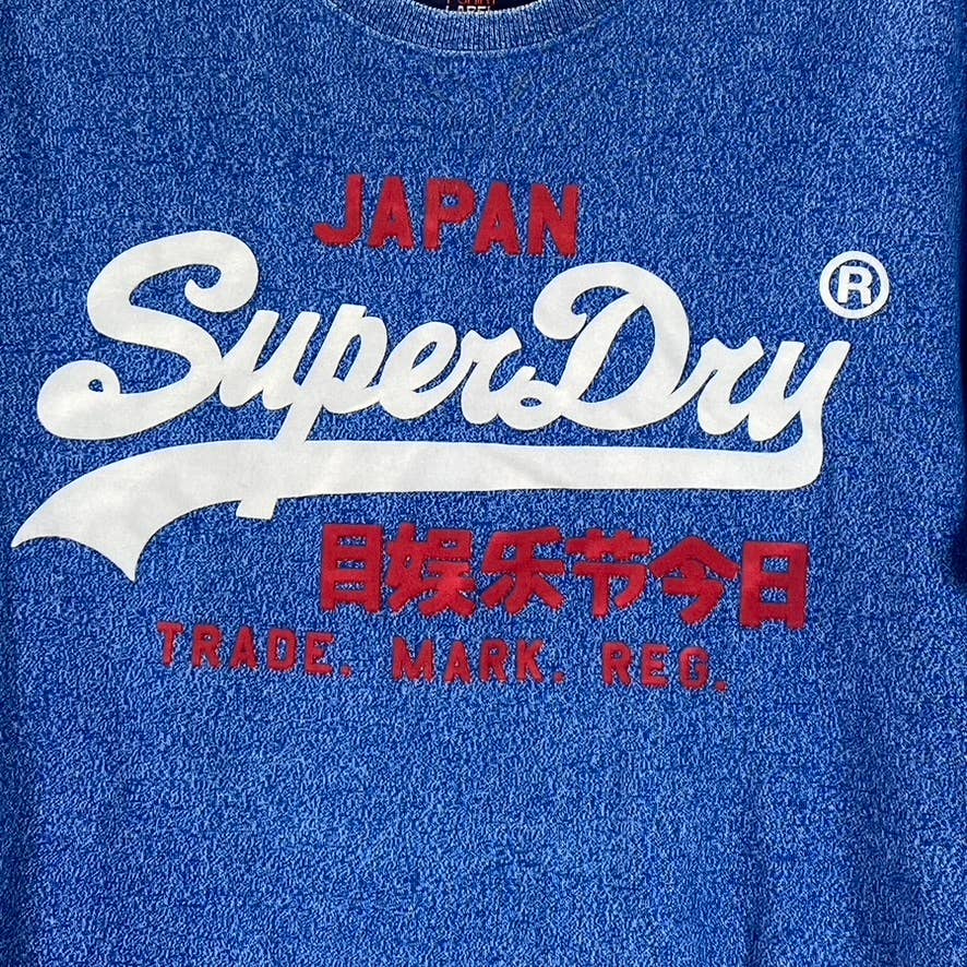 SUPERDRY Vintage Men's Blue Japan Logo Duo Short-Sleeve Crewneck T-Shirt SZ XL