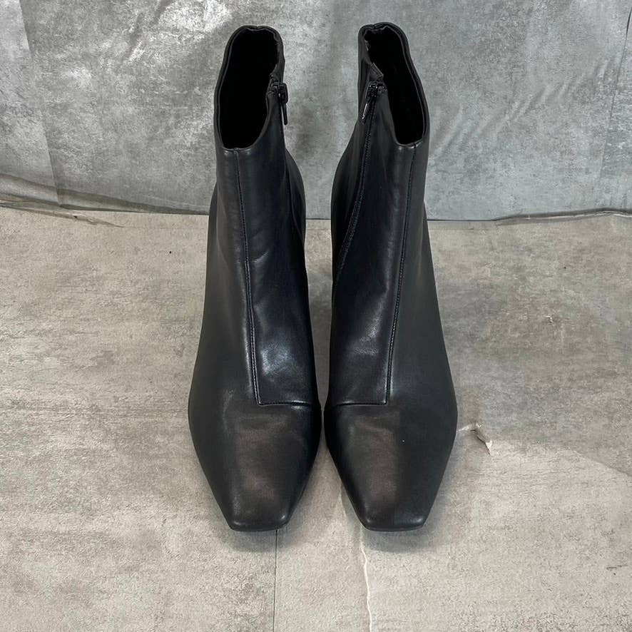 ALFANI Women's Black Faux-Leather Terrie Square-Toe Side-Zip Booties SZ 8.5