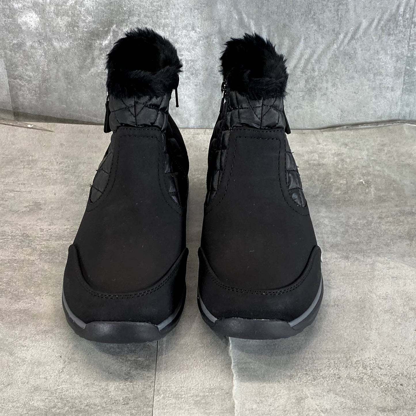 BARETRAPS Women's Black Faux-Fur Yella Microfiber Side-Zip Ankle Boots SZ 9.5