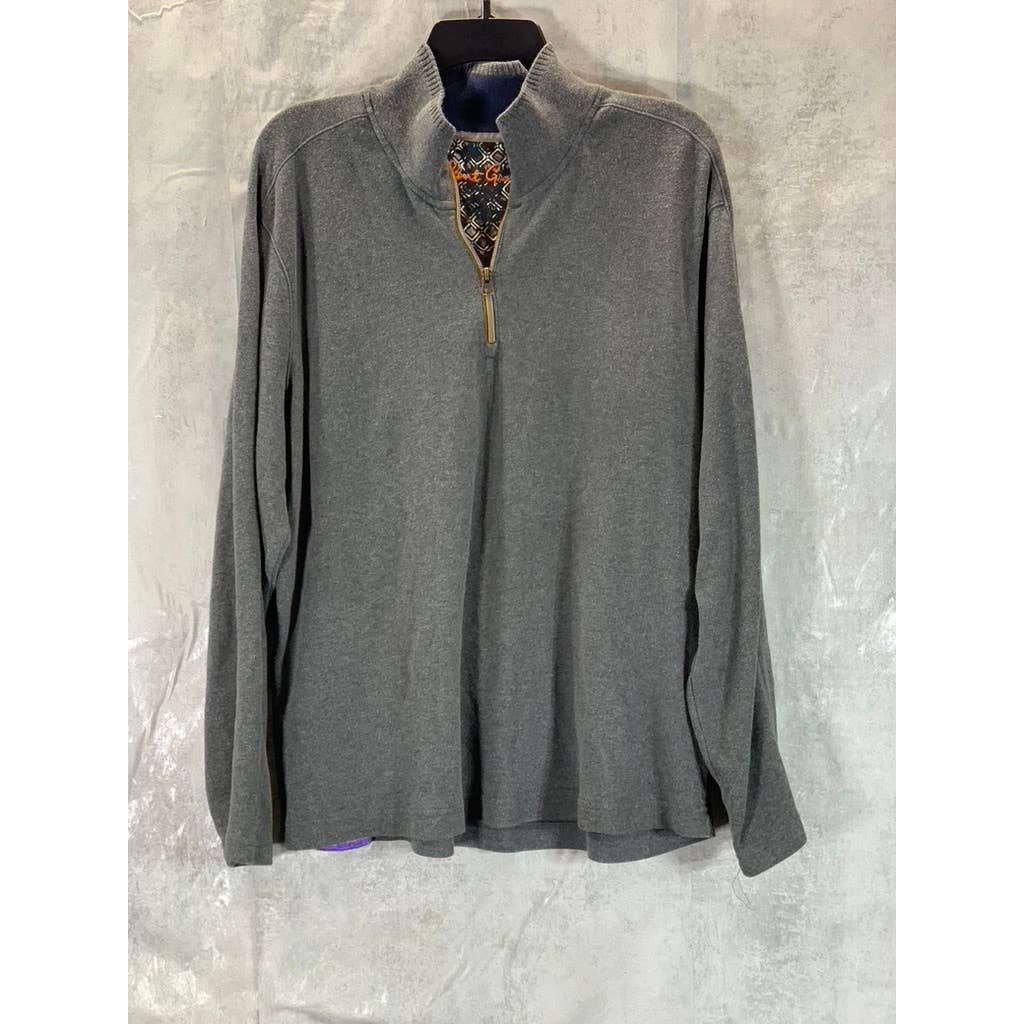 ROBERT GRAHAM Men's Gray Classic-Fit Quarter-Zip Pullover Sweater SZ XL