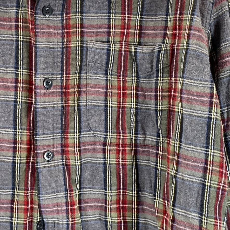 L.L. BEAN Men's Grey Stewart Scotch Plaid Traditional-Fit Flannel Shirt SZ XL
