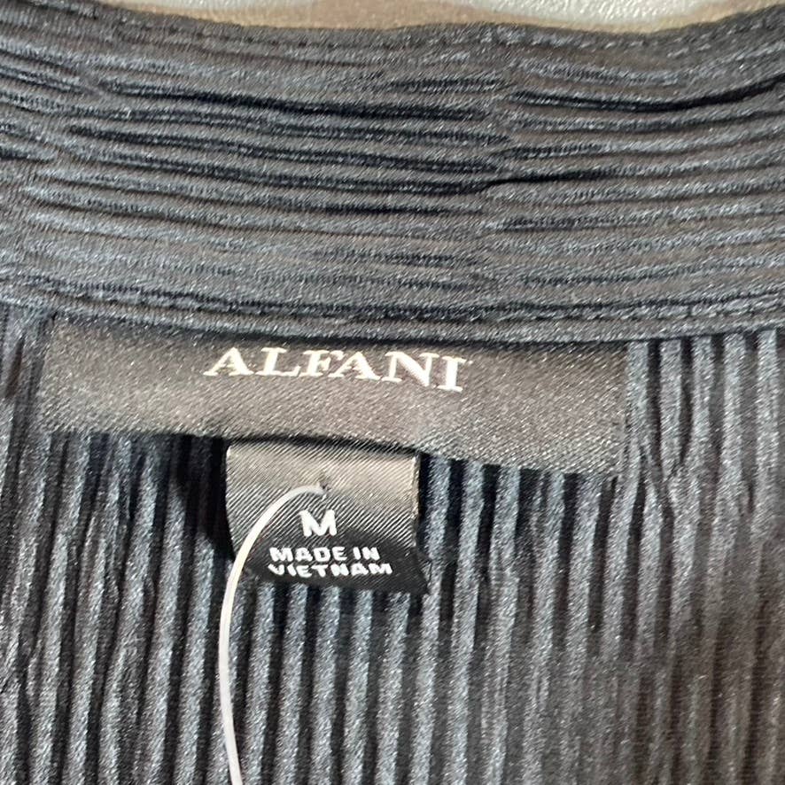 ALFANI Women's Deep Black V-Neck 3/4 Balloon-Sleeve Tunic Top SZ M