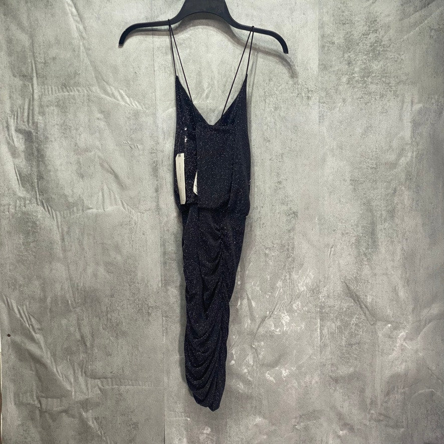 ALMOST FAMOUS Junior's Black Metallic Cowelneck Bodycon Pullover Mini Dress SZ XS (00-1/2)