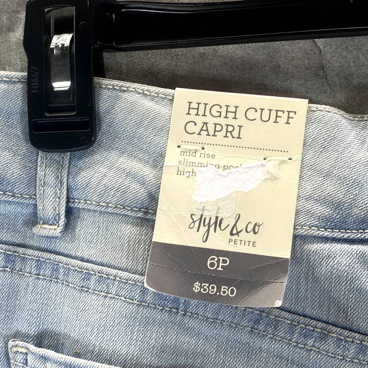 STYLE & CO Women's Petite Watch House Mid-Rise High-Cuff Capri Jeans SZ 6P