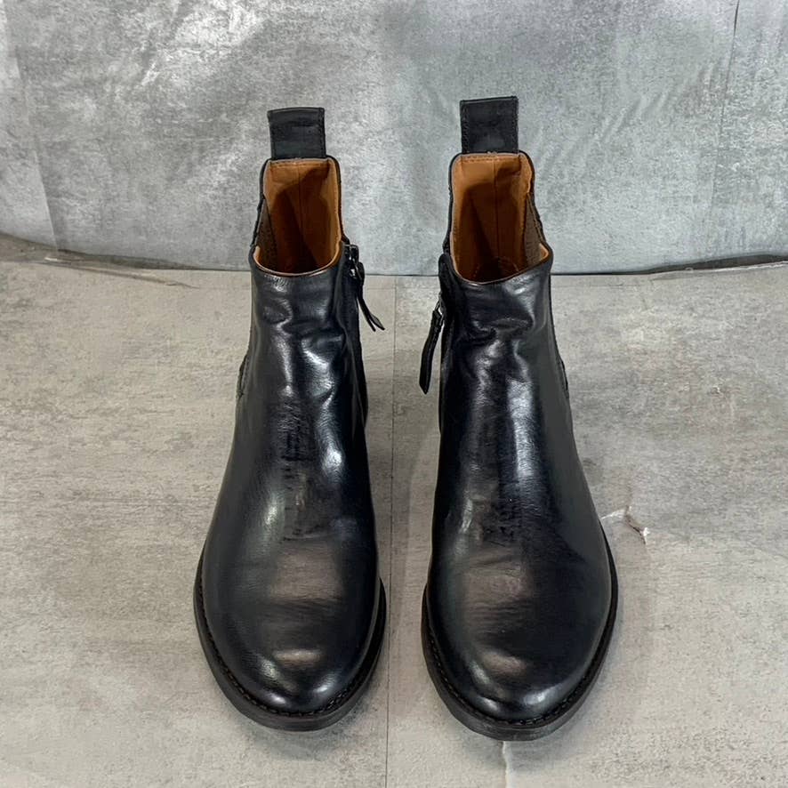 FRANCO SARTO Women's Black Leather Linc Side-Zip Almond-Toe Booties SZ 8.5