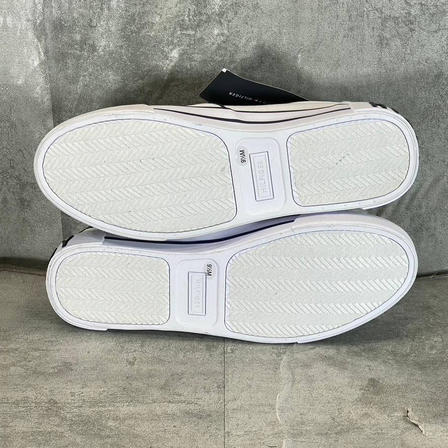 TOMMY HILFIGER Men's White Canvas Roaklyn Twin Gore Slip-On Sneakers SZ 9.5