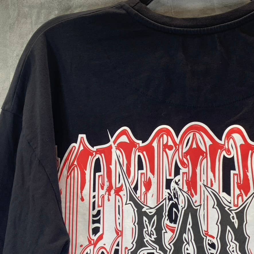 BOOHOOMAN Men's Black Oversized Man Skull Graphic Crewneck T-Shirt SZ S