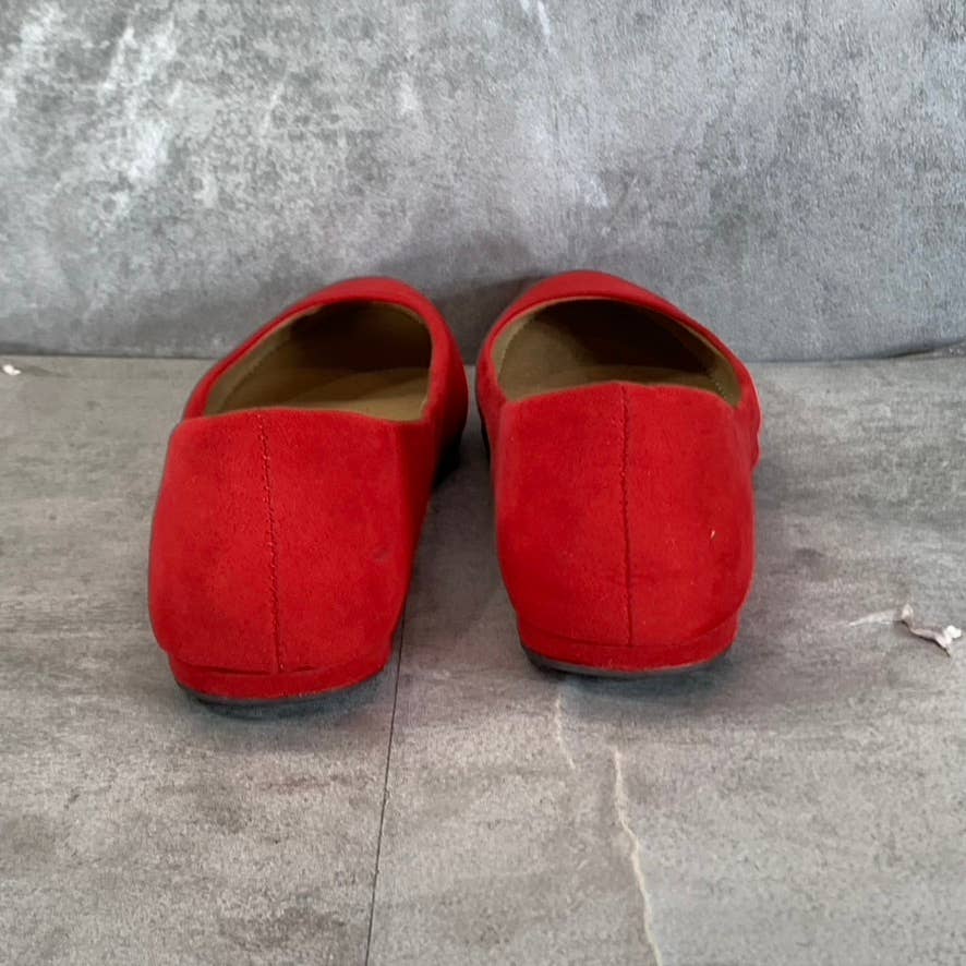 SUN+STONE Women's New Red Micro Eliana Memory Foam Round-Toe Slip-On Flats SZ7.5