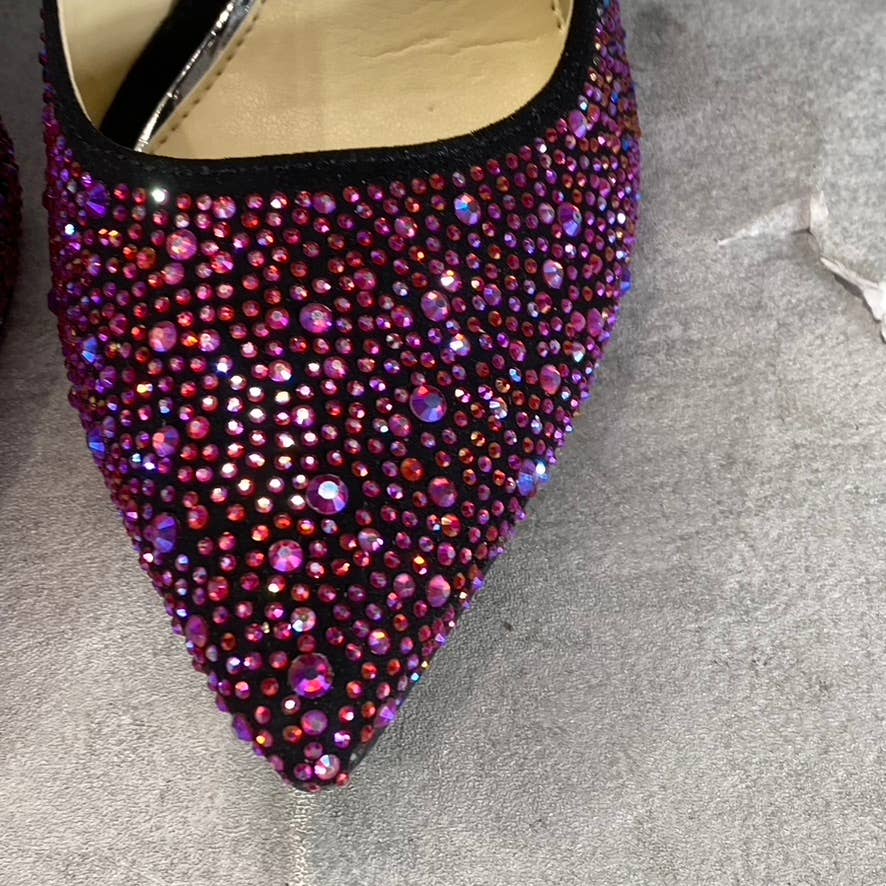 JESSICA SIMPSON Women's Black Amethyst Wayva Rhinestone Pointed-Toe Pumps SZ 6.5