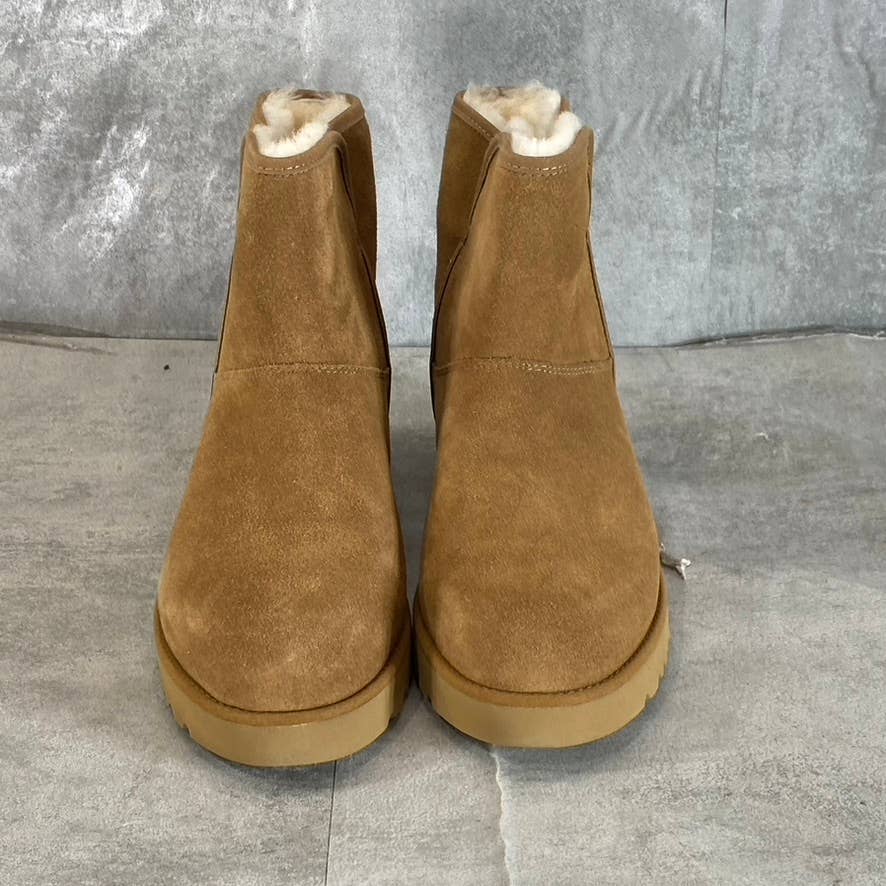 UGG Women's Cognac Suede Cory II Round-Toe Pull-On Wedge Winter Boots SZ 7.5