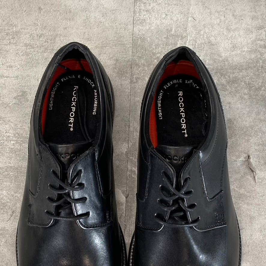 ROCKPORT Men's Black Leather Charles Road Cap-Toe Lace-Up Oxfords SZ 10.5