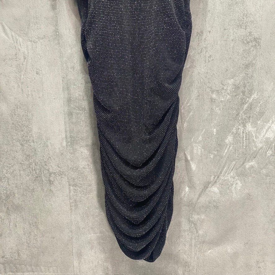 ALMOST FAMOUS Junior's Black Metallic Cowelneck Bodycon Pullover Mini Dress SZ XS (00-1/2)