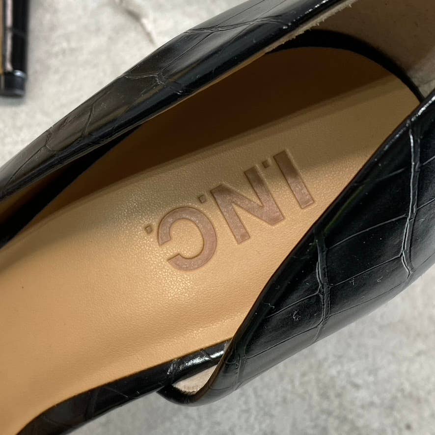 INC INTERNATIONAL CONCEPTS Women's Black Croc Pointed-Toe D'Orsay Pumps SZ 10