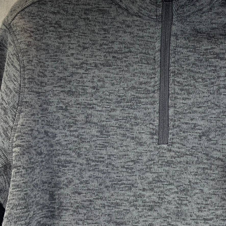 LANDS' END Men's Charcoal Heather Quarter-Zip Fleece Pullover Sweater SZ L